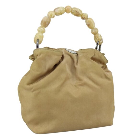 Dior Handbags - Christian Dior Maris Pearl Hand Bag Nylon Beige Silver Auth